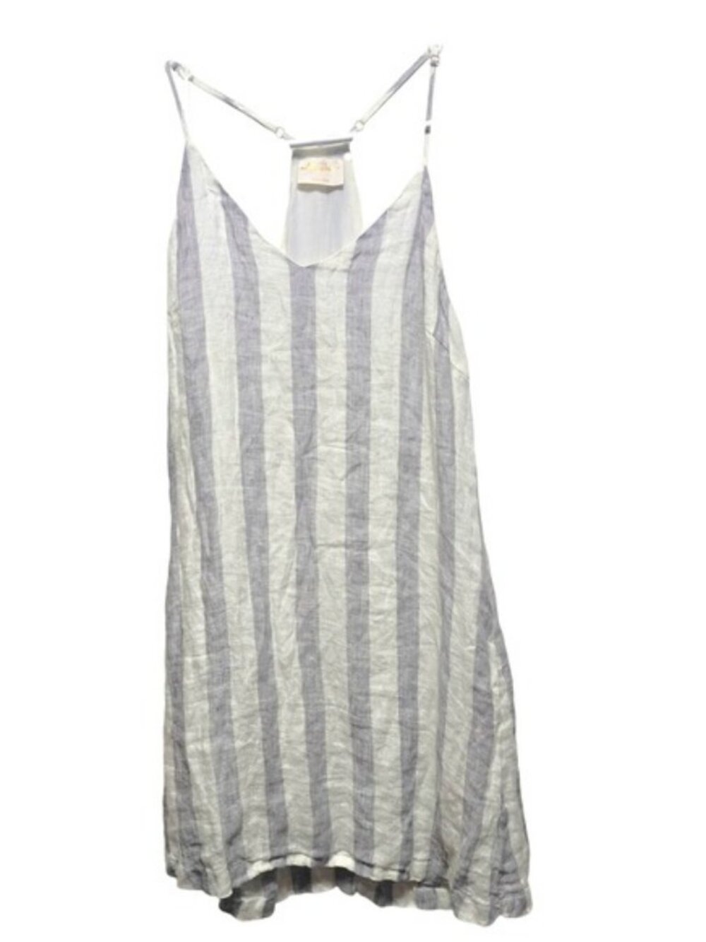 Allie‎ Rose Linen Striped Sleeveless Mini Dress Casual Summer Beach Cover Up